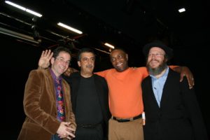 Israeli Palestinian Comedy Tour performers, Charlie Warady, Ray Hanania, Aaron Freeman and Yisrael Campbell.. Photo courtesy of Wikipedia and Amatai Sandy